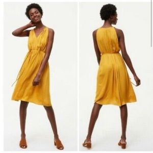 LOFT Golden Yellow tassel tie waist midi dress​​